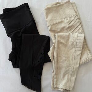 Athleta Leggings 2pc Bundle | Delancey Textured Moto & Velvet Rose 7/8 Tight M